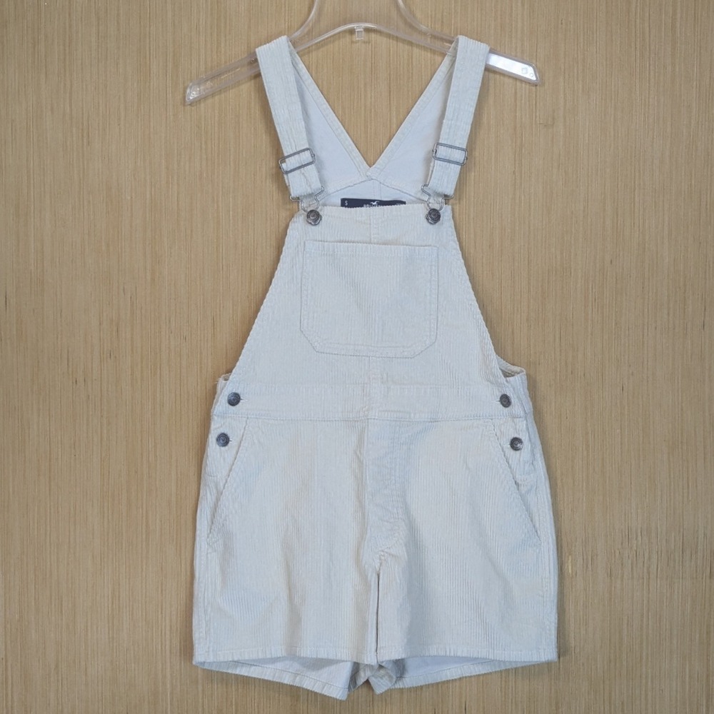 Hollister California Corduroy High Rise Overalls Cream Casual Retro Women Small